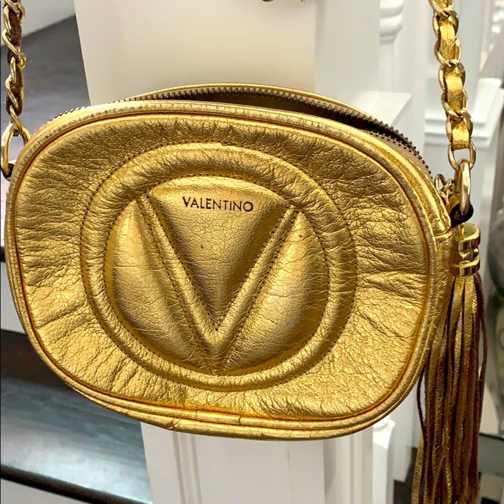 VALENTINO SPA METALLIC LEATHER CROSSBODY